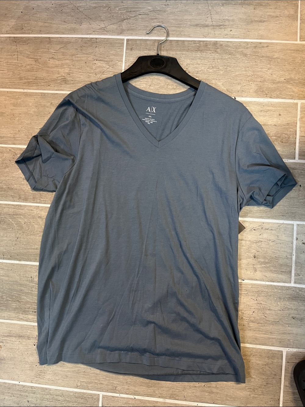 A/X Armani Exchange Men's V-Neck Tee in Slate Blue Gray
